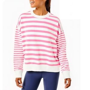 Addison Bay Womens Crew Neck Long Sleeve Striped Sweatshirt 100% Cotton Size S.